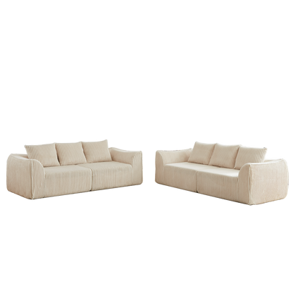 Minimalist 3+3 Seater Corduroy Sofa Set