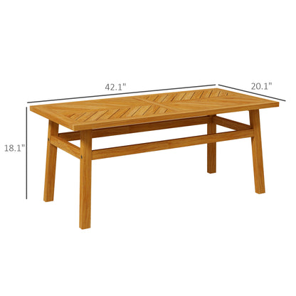 Outdoor Coffee Table, Acacia Wood Rustic Patio Table for Garden, Backyard, Balcony, Deck, Natural Wood