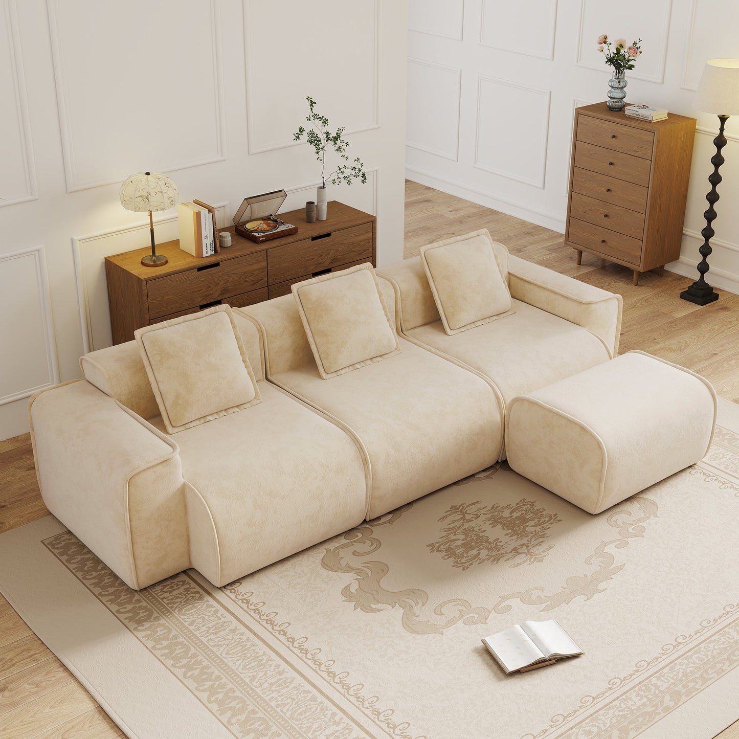 Streamlined Design Modular 3 Seat L Shape Sectional Sofa