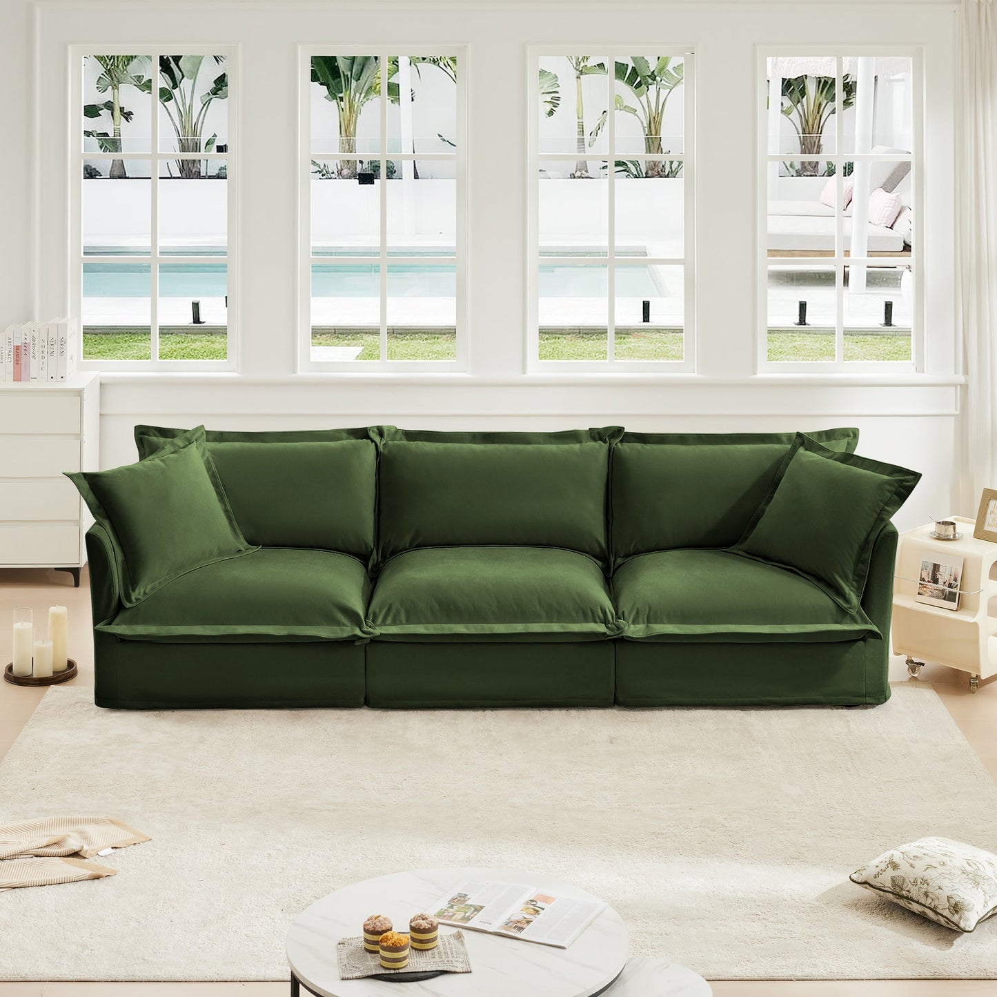Modern 3 Seater Slipcovered Sofa