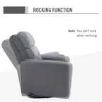 Manual Recliner Swivel Rocker Chair Theater Chair Single Sofa with Linen Fabric for Living Room Bedroom, Grey