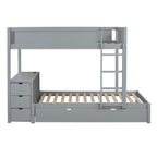 Twin-Over-Twin Bunk Bed With Twin Size Trundle, Storage And Desk, Gray