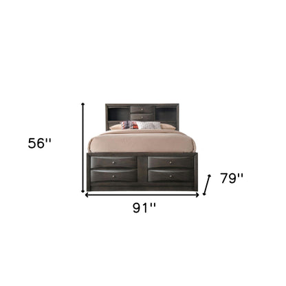 Gray Solid Wood King With Ten Drawers Bed Frame