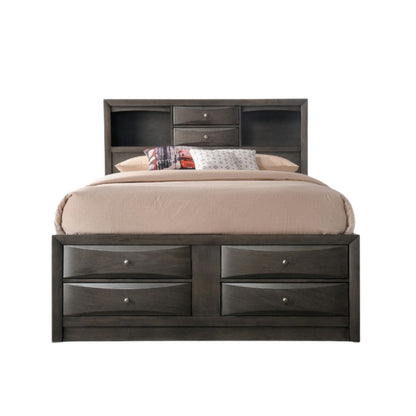 Gray Solid Wood King With Ten Drawers Bed Frame