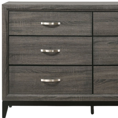 58" Gray Six Drawer Double Dresser