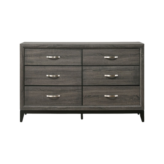 58" Gray Six Drawer Double Dresser