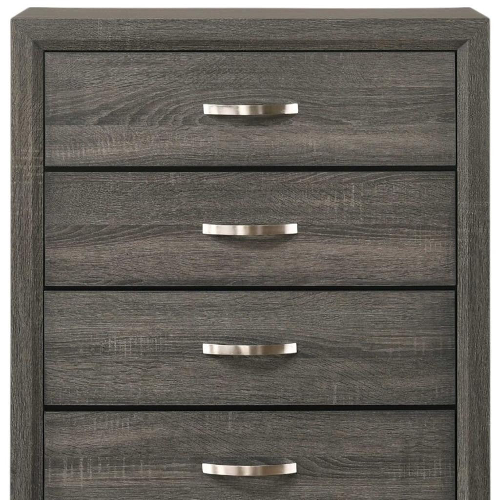 31" Gray Wood Five Drawer Dresser