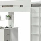 White And Gray Twin Loft Bed And Desk
