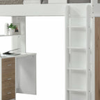 White And Natural Twin Loft Bed And Desk