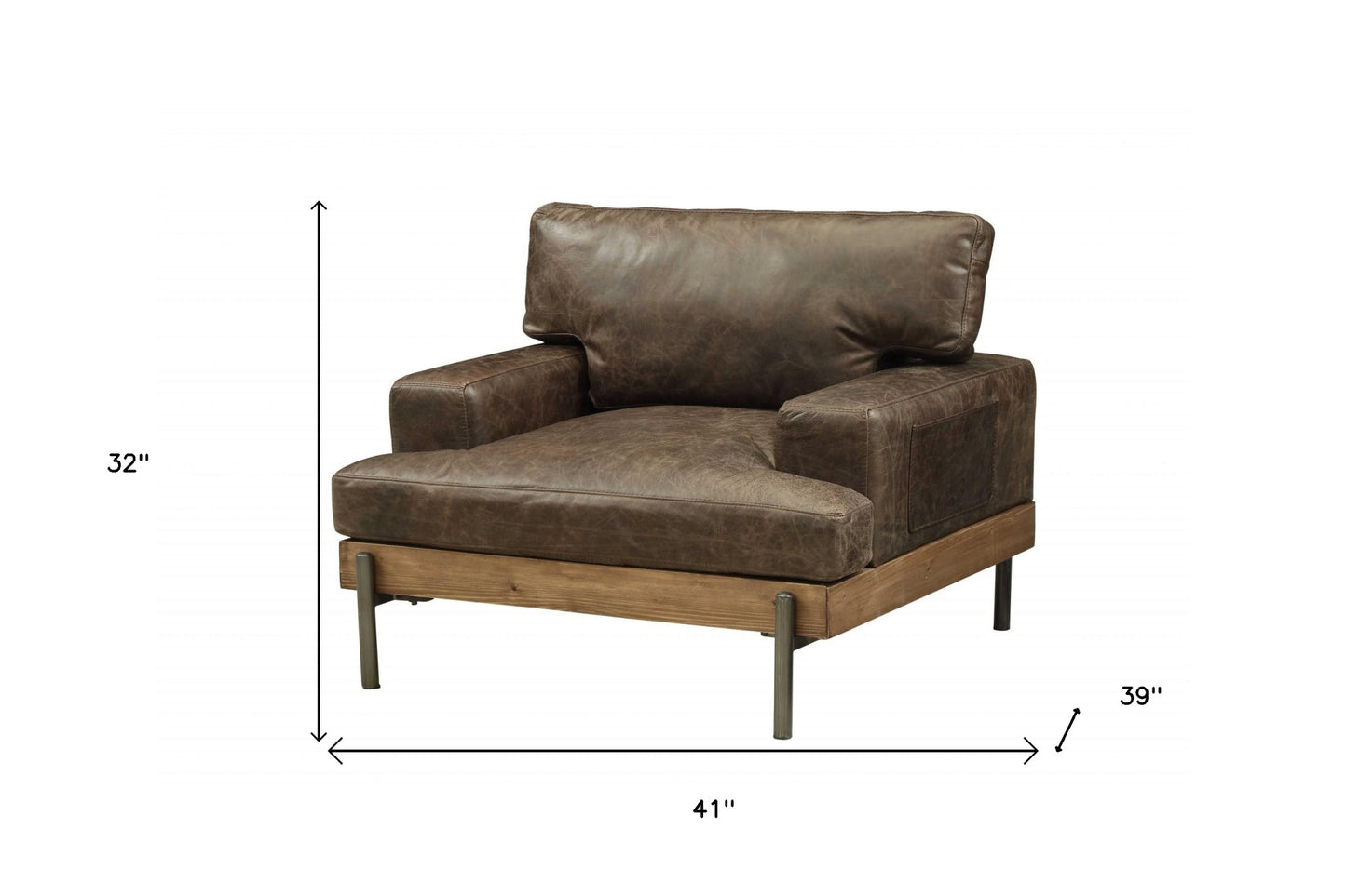 41" Chocolate and Gray Faux Leather Chair and a Half