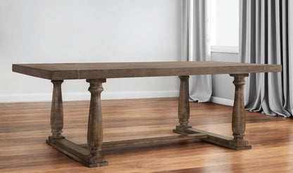 84" Brown Solid Wood Trestle Base Dining Table