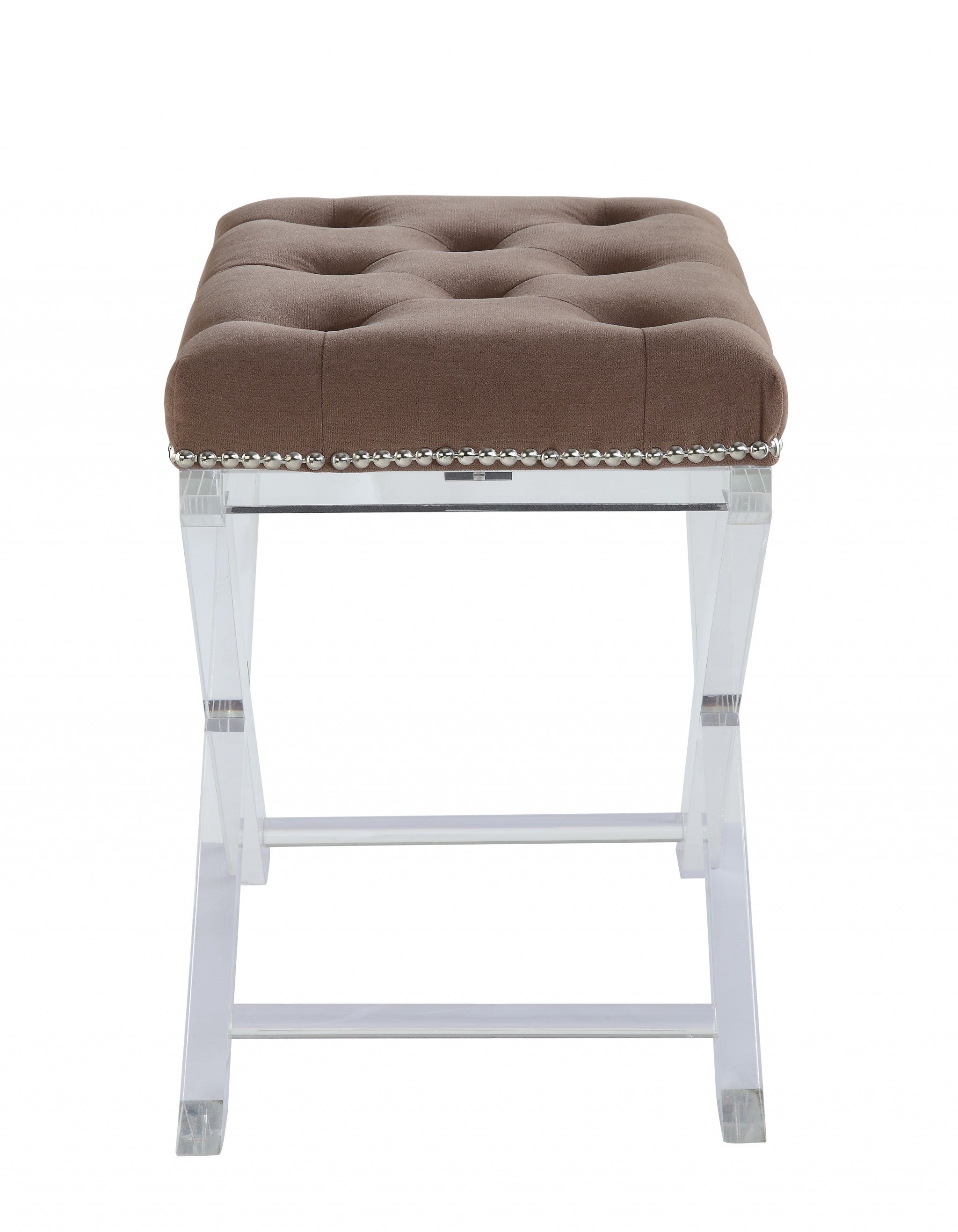 19" Brown Acrylic Backless Bar Chair
