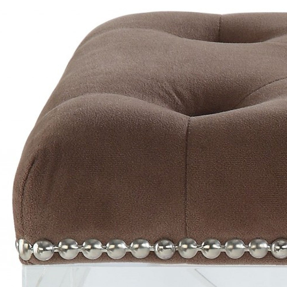 19" Brown Acrylic Backless Bar Chair