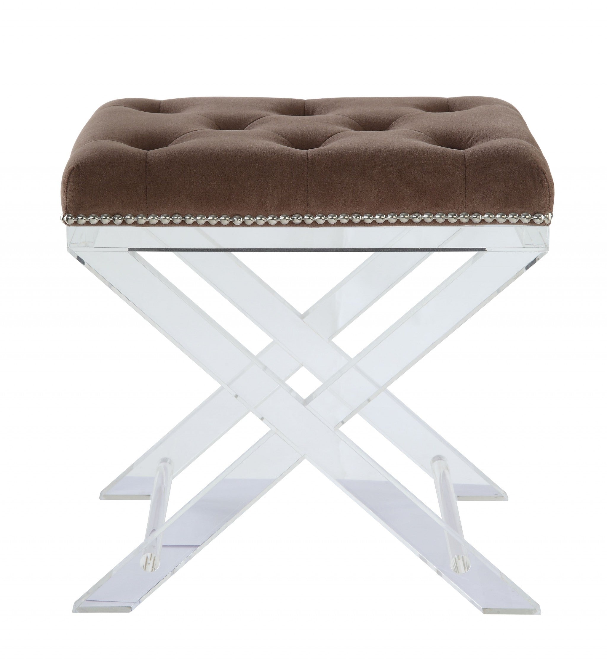 19" Brown Acrylic Backless Bar Chair