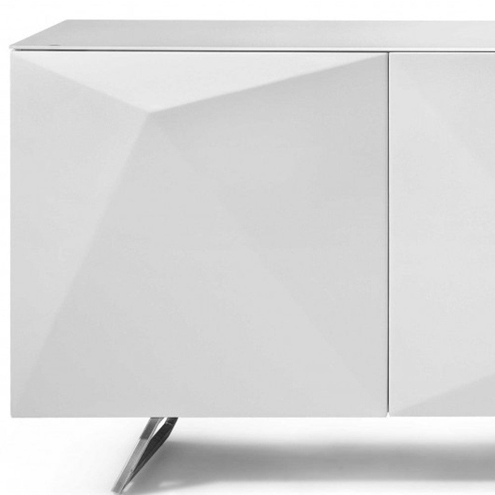 94" White Glass Solid Console Table