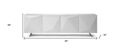 94" White Glass Solid Console Table