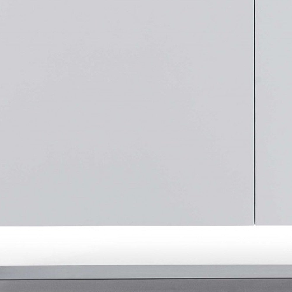 91" White Glass Frame Console Table