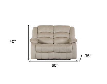 60" Beige Microfiber Manual Reclining Loveseat