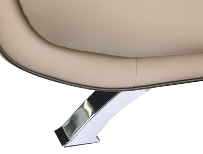 47" Beige And Silver Leather Match Club Chair