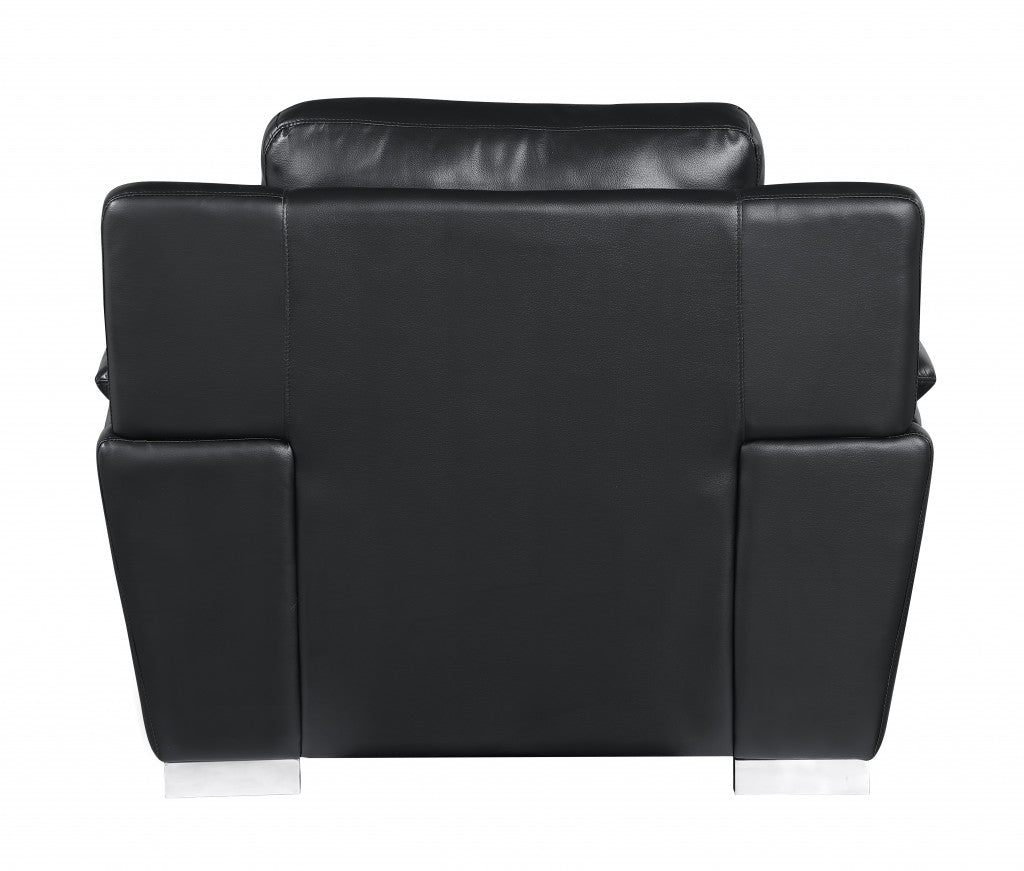 48" Black And Silver Leather Match Club Chair