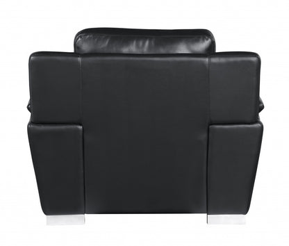 48" Black And Silver Leather Match Club Chair