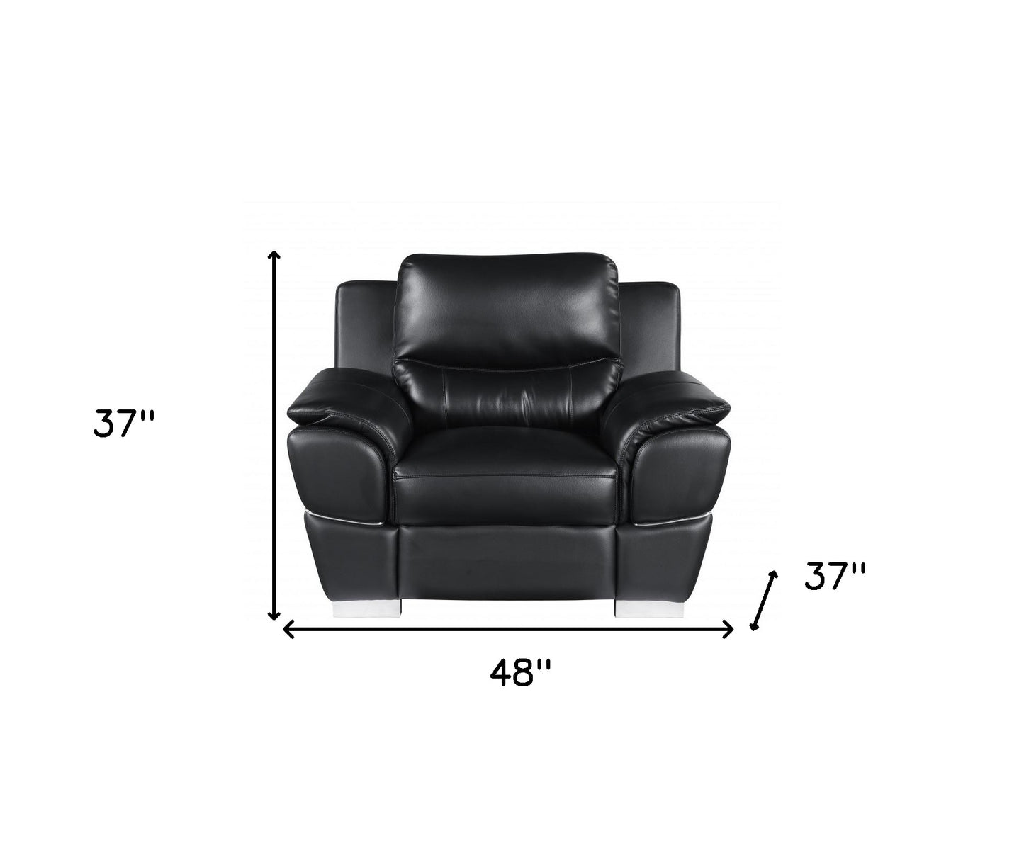 48" Black And Silver Leather Match Club Chair