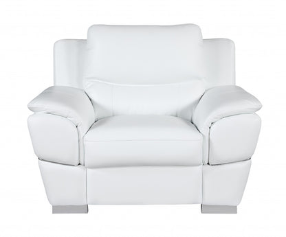 48" White And Silver Leather Match Club Chair