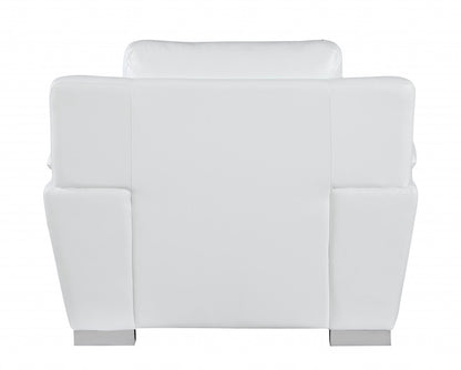 48" White And Silver Leather Match Club Chair