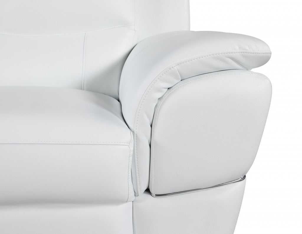 48" White And Silver Leather Match Club Chair