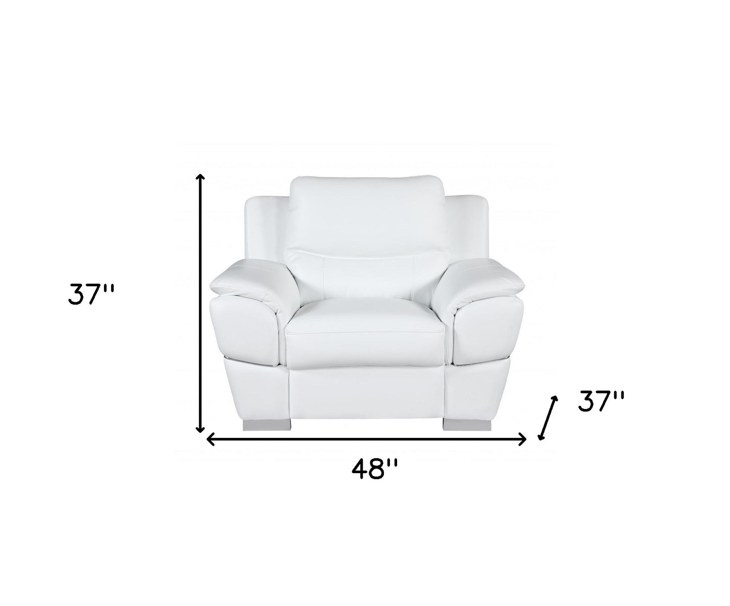 48" White And Silver Leather Match Club Chair