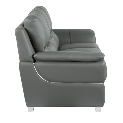 48" Gray And Silver Leather Match Club Chair