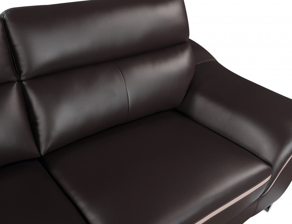 49" Brown And Silver Leather Match Club Chair