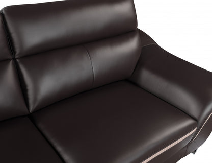 49" Brown And Silver Leather Match Club Chair