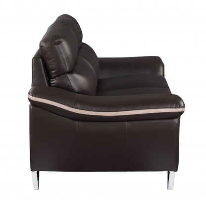 49" Brown And Silver Leather Match Club Chair