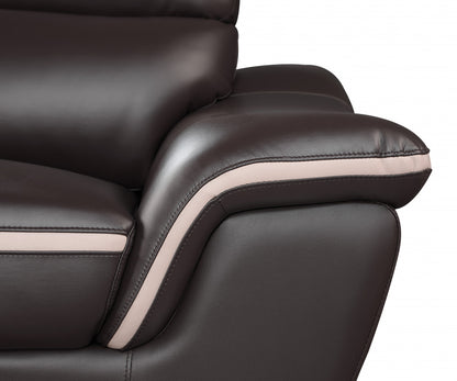 49" Brown And Silver Leather Match Club Chair