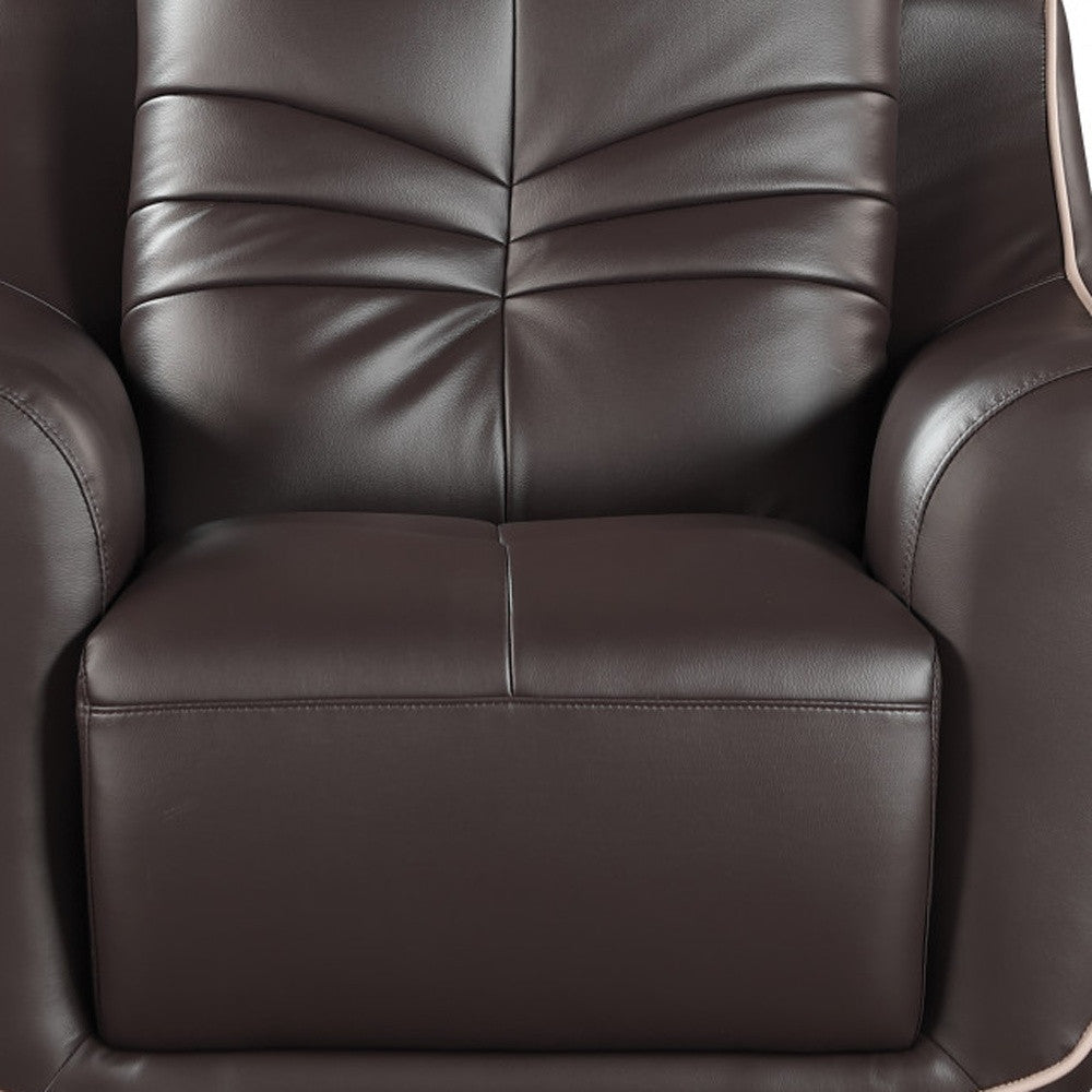 Leather Match Solid Color Flared Arms Club Chair Brown Legs