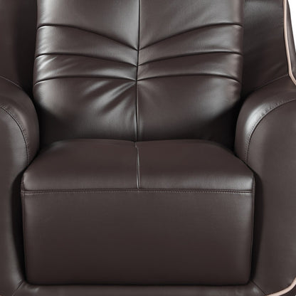 Leather Match Solid Color Flared Arms Club Chair Brown Legs