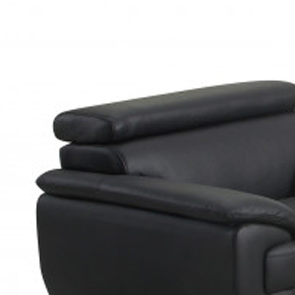 Three Piece Indoor Black Genuine Leather Six Person Seating Set