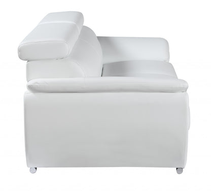 38" White And Silver Genuine Leather Chair and a Half