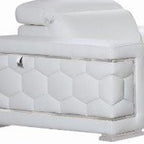 Three Piece Indoor White Italian Leather Six Person Seating Set