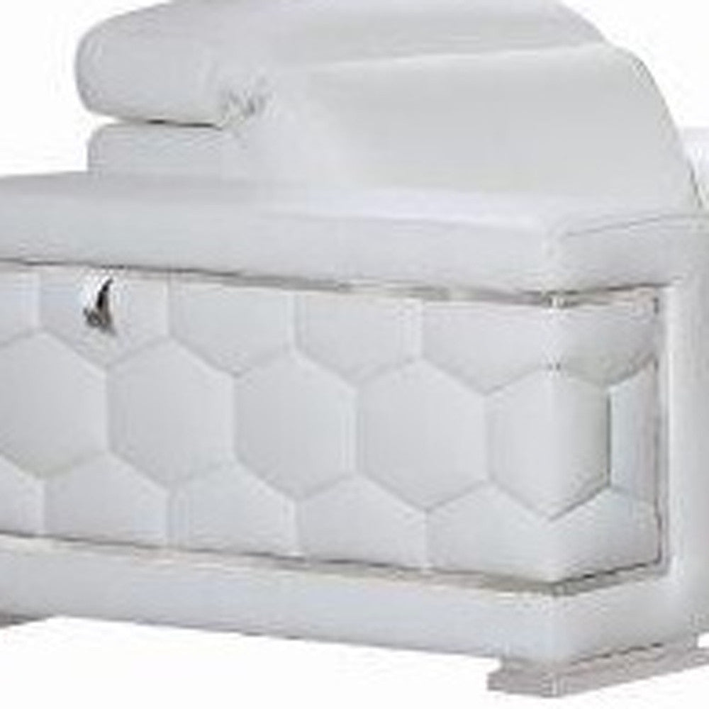 Three Piece Indoor White Italian Leather Six Person Seating Set