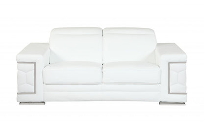 Three Piece Indoor White Italian Leather Six Person Seating Set