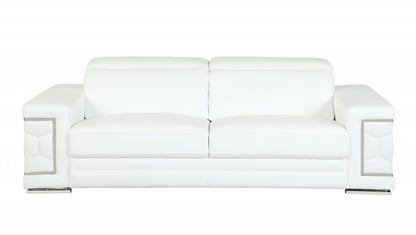 Three Piece Indoor White Italian Leather Six Person Seating Set