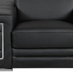 Three Piece Indoor Black Italian Leather Six Person Seating Set