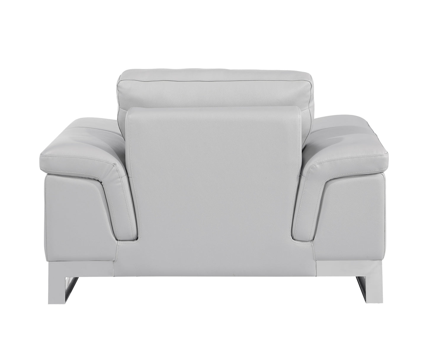 49" Dark Gray And Silver Genuine Leather Arm Chair