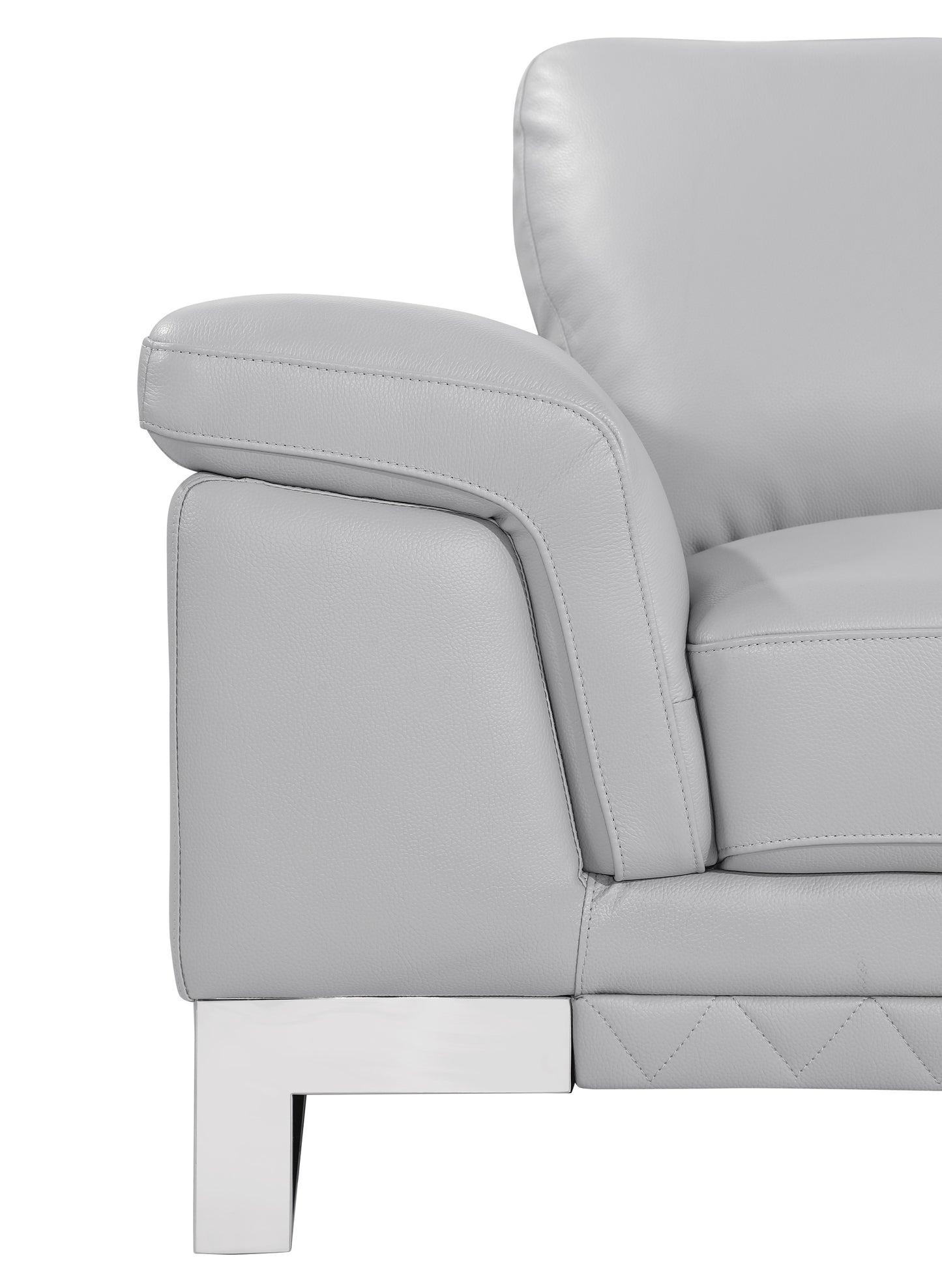 49" Dark Gray And Silver Genuine Leather Arm Chair
