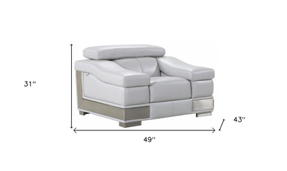 49" Gray Genuine Leather Arm Chair