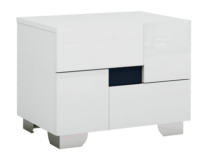 18" White Solid and Manufactured Wood And Mirrored Glass Two Drawer Nightstand