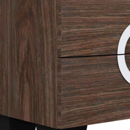 18" Brown Two Drawers Manufactured Wood Mirrored Nightstand