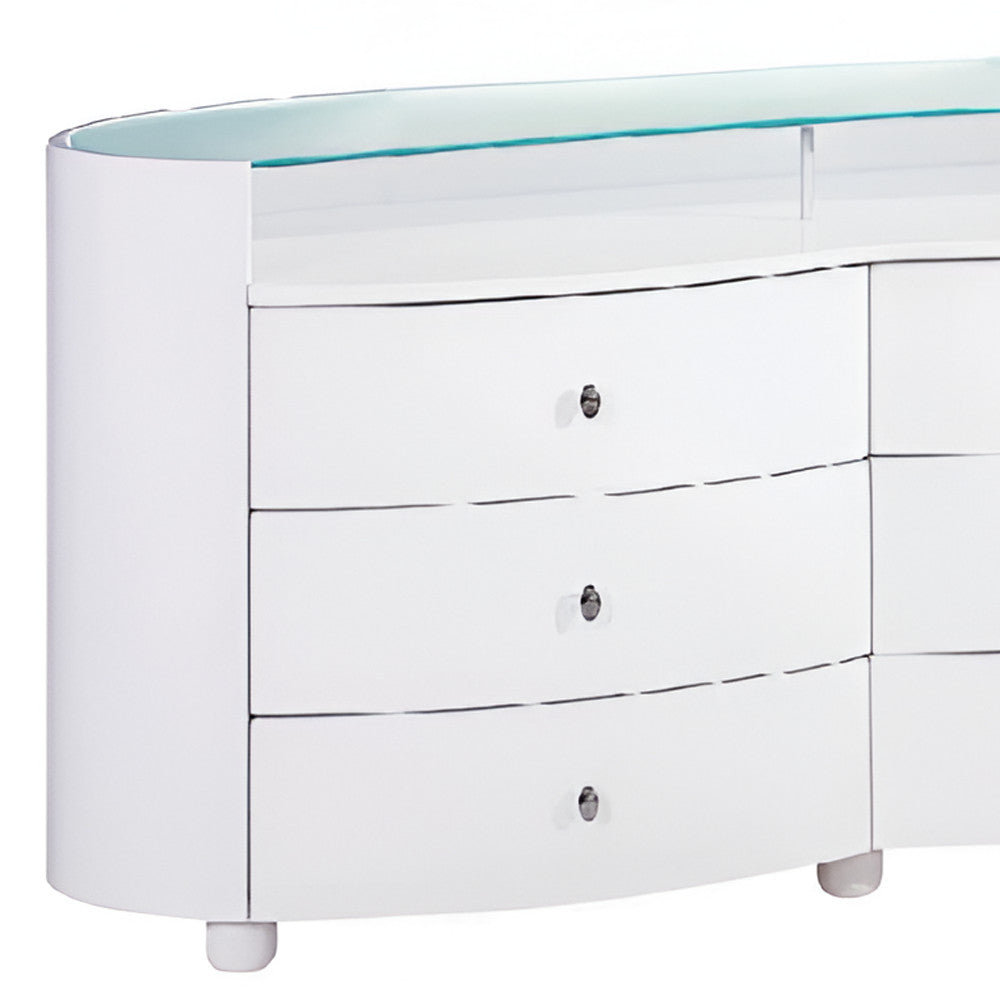 63" White Wood Six Drawer Double Dresser